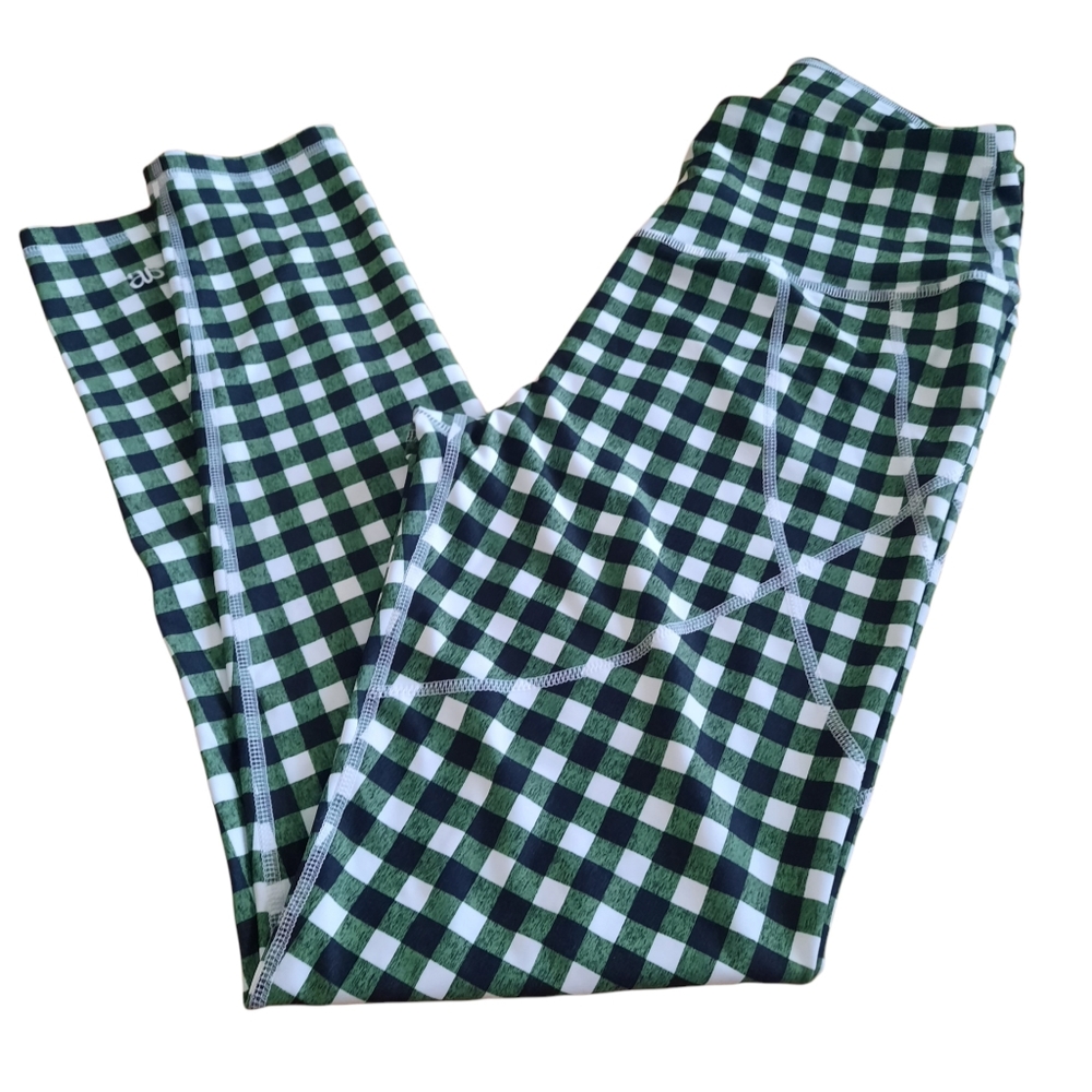 Albion Green and White Checkered Leggings